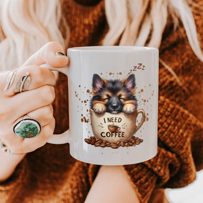 I Need Coffee German Shepherd Mug