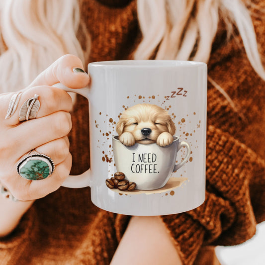 I Need Coffee Labrador Mug