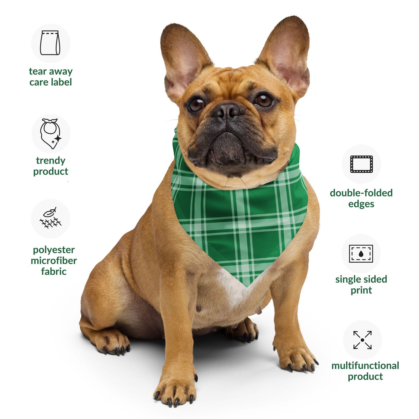 Green Plaid Dog Bandana