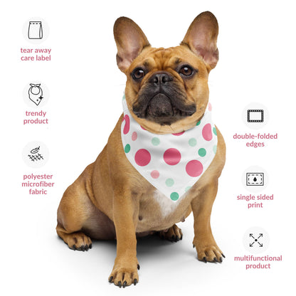 Minty Pink Polka Dog Bandana