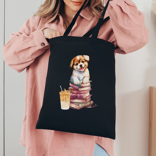 Books, Coffee & Dog Tote