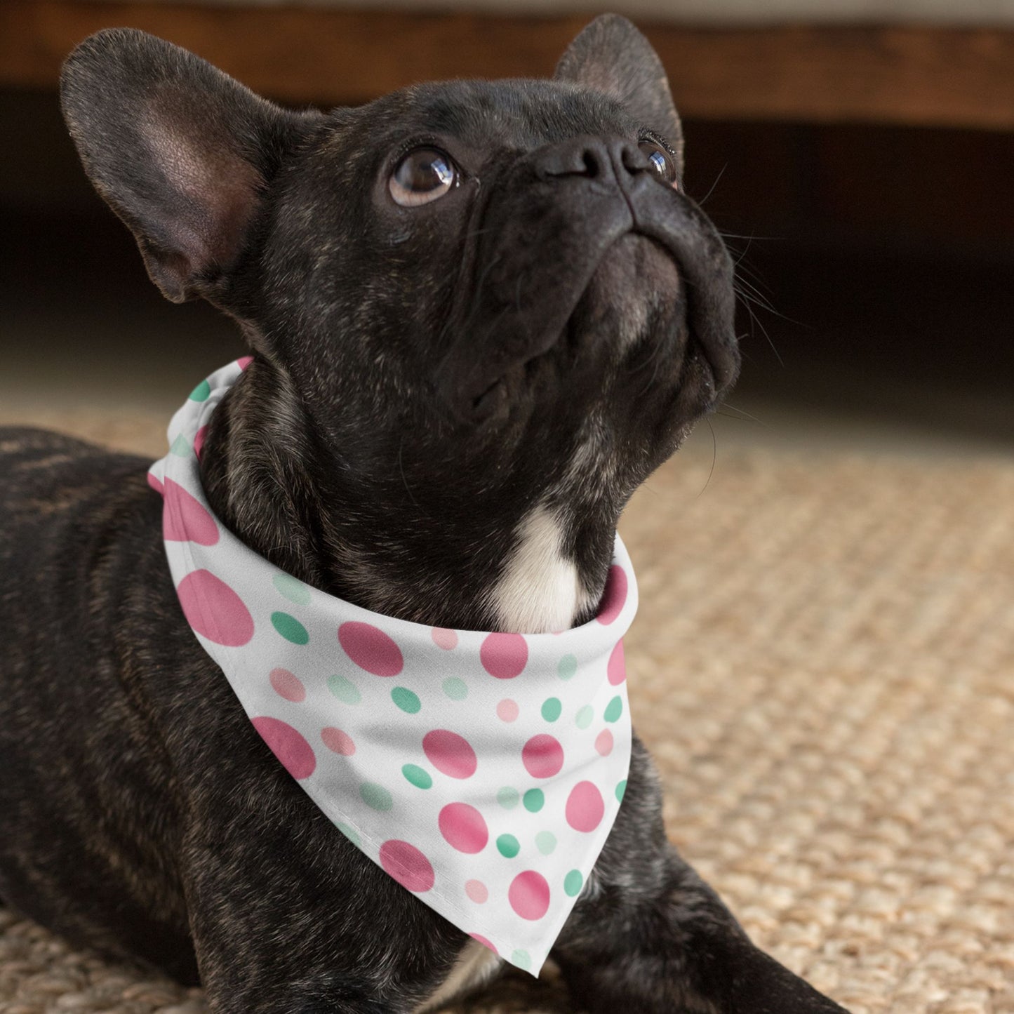 Minty Pink Polka Dog Bandana