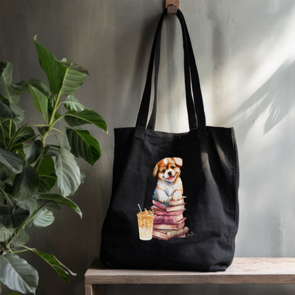 Books, Coffee & Dog Tote