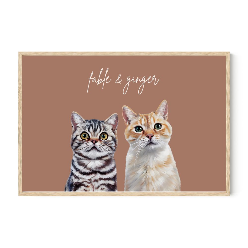 Multi Pet Custom Portrait - Two Pets Artelo