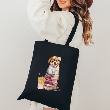 Books, Coffee & Dog Tote