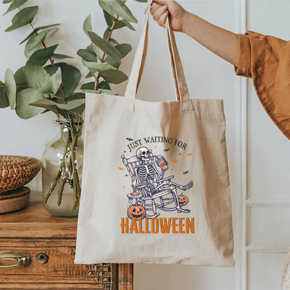 Waiting for Halloween Skeleton Tote