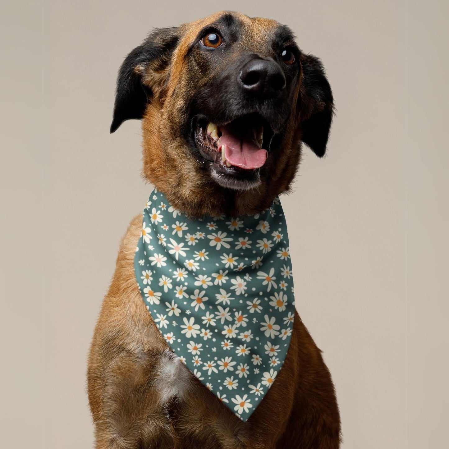 Retro Daisy Green Dog Bandana