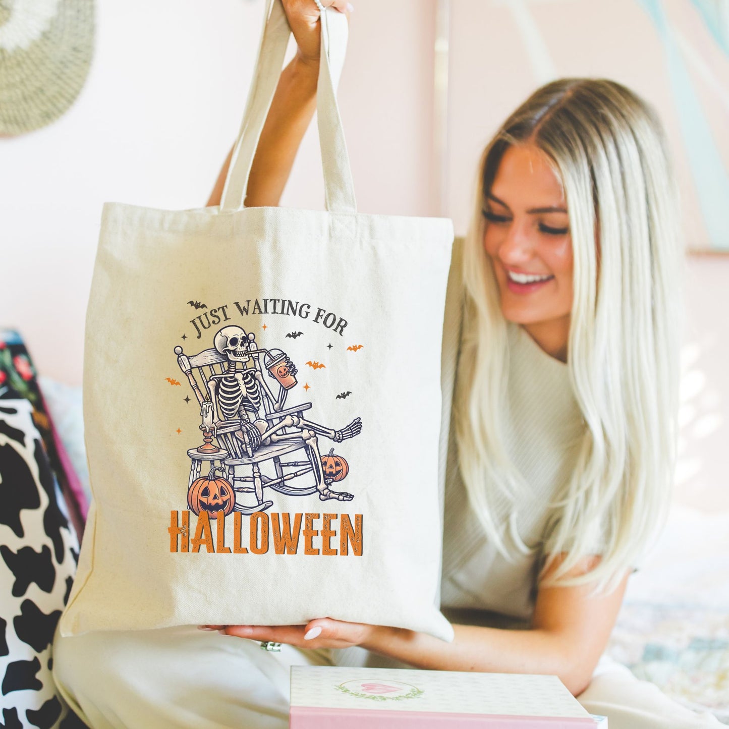 Waiting for Halloween Skeleton Tote