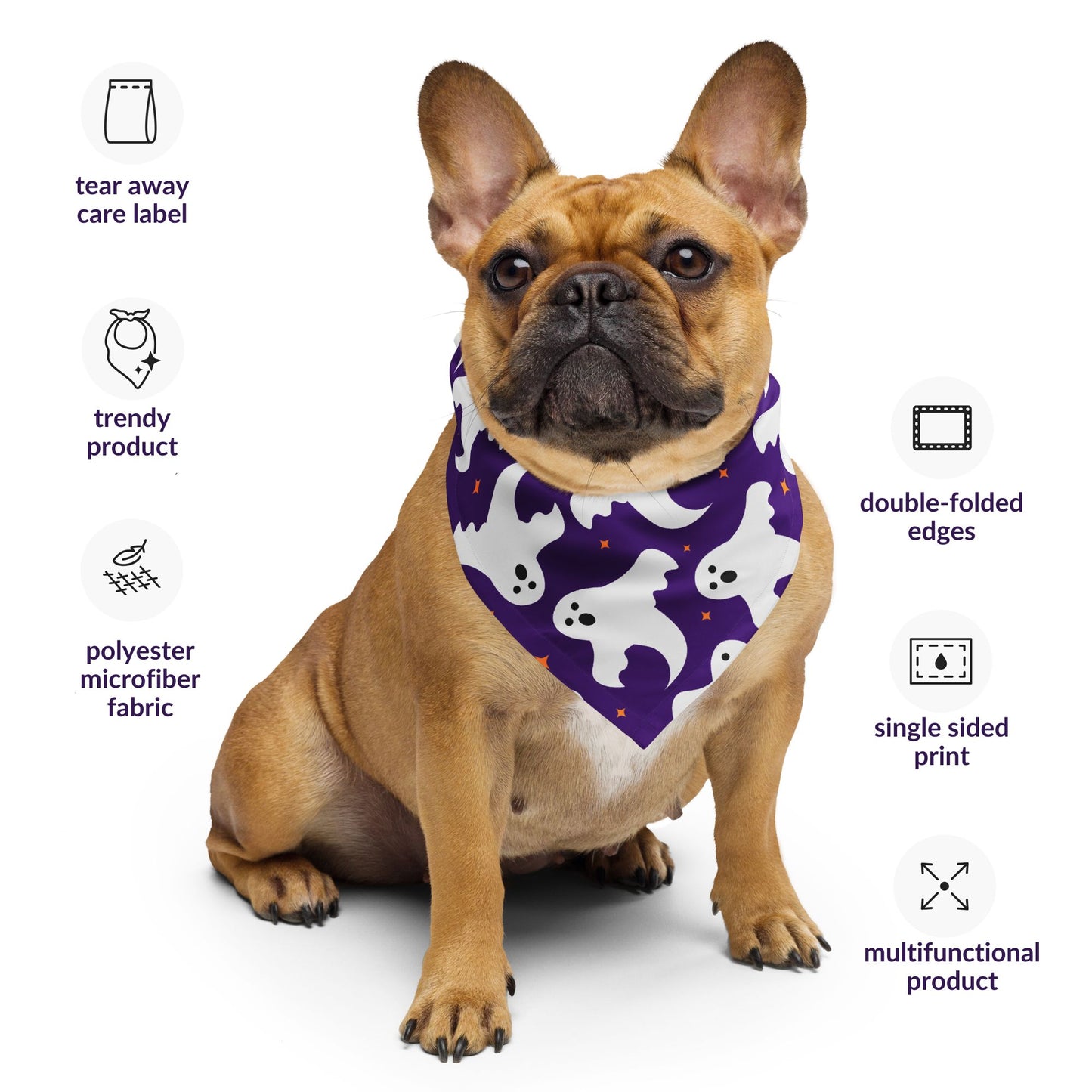 Purple Ghost Dog Bandana