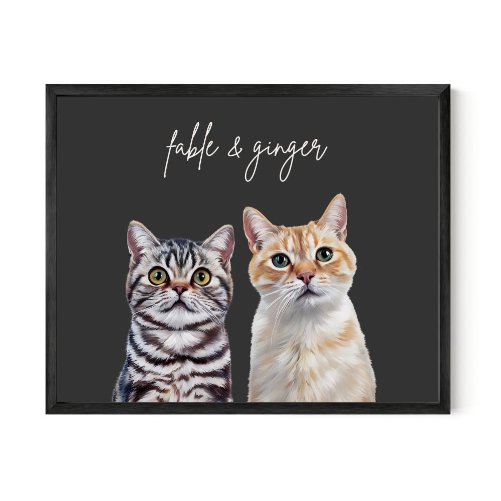 Multi Pet Custom Portrait - Two Pets Artelo