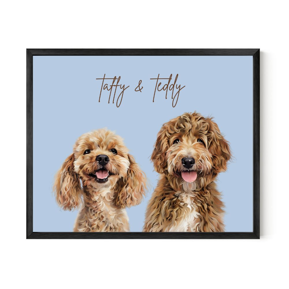Multi Pet Custom Portrait - Two Pets Artelo