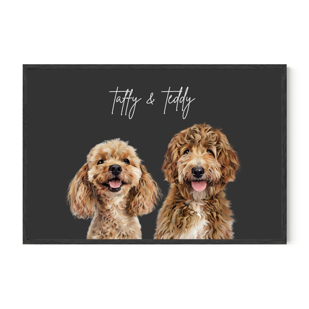Multi Pet Custom Portrait - Two Pets Artelo