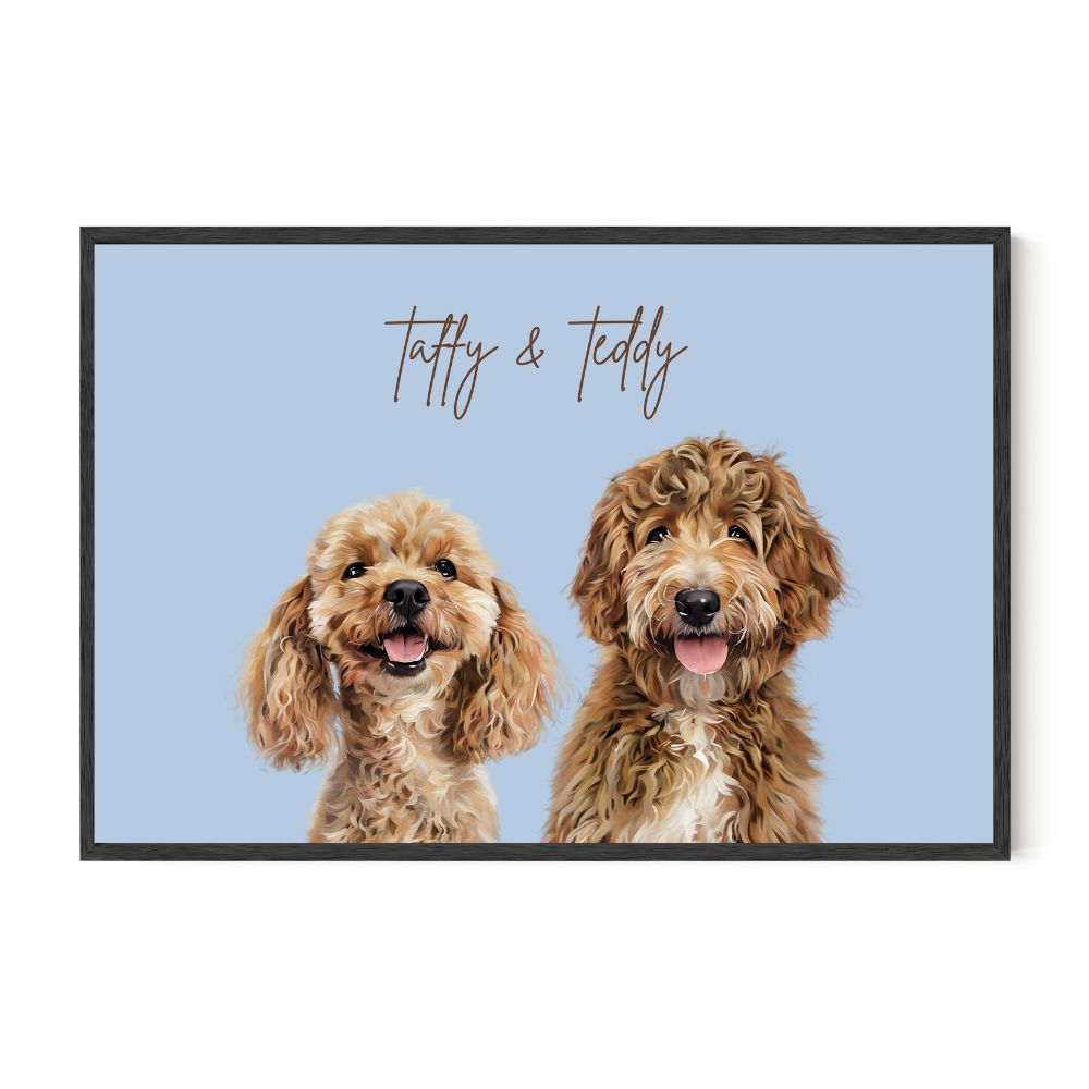 Multi Pet Custom Portrait - Two Pets Artelo