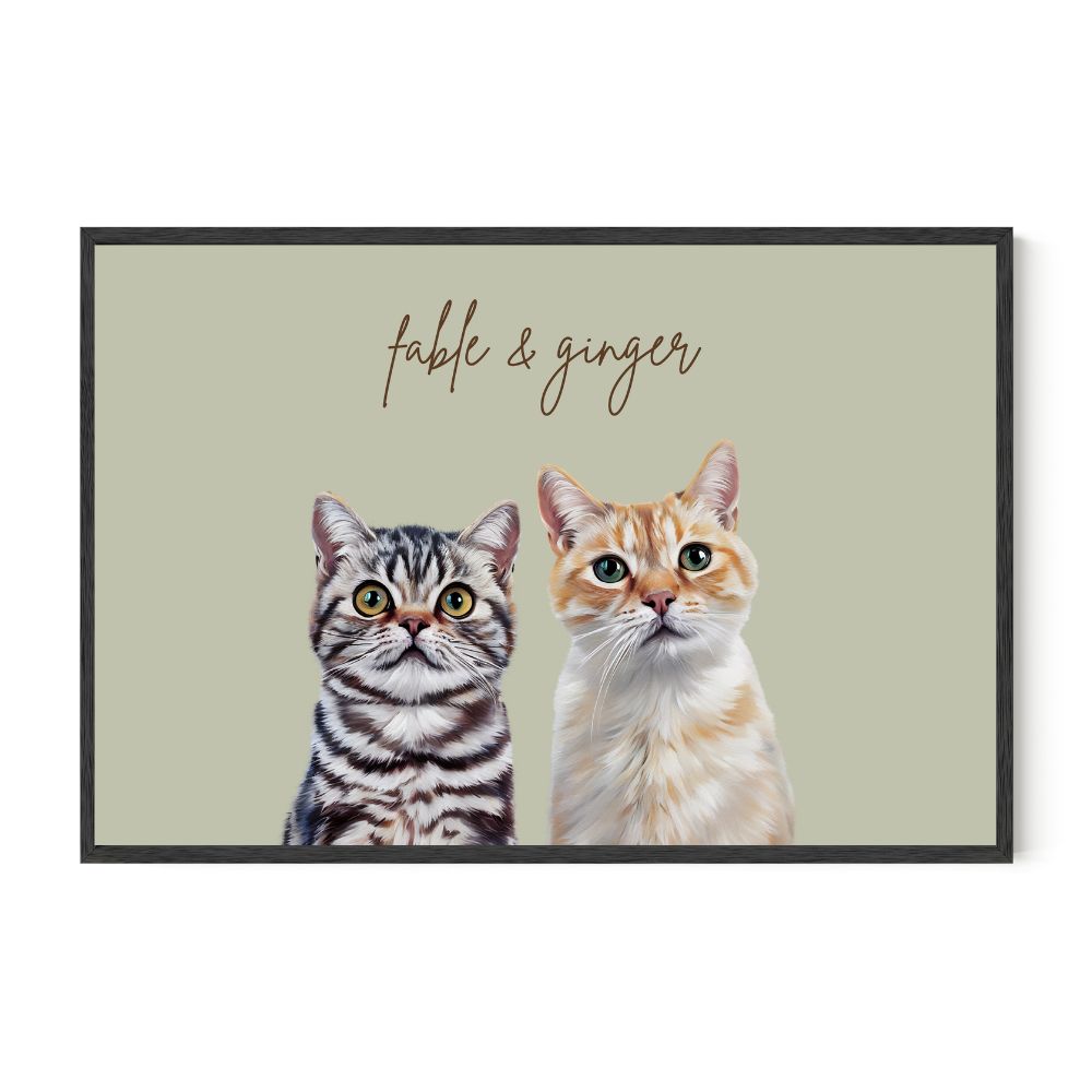 Multi Pet Custom Portrait - Two Pets Artelo