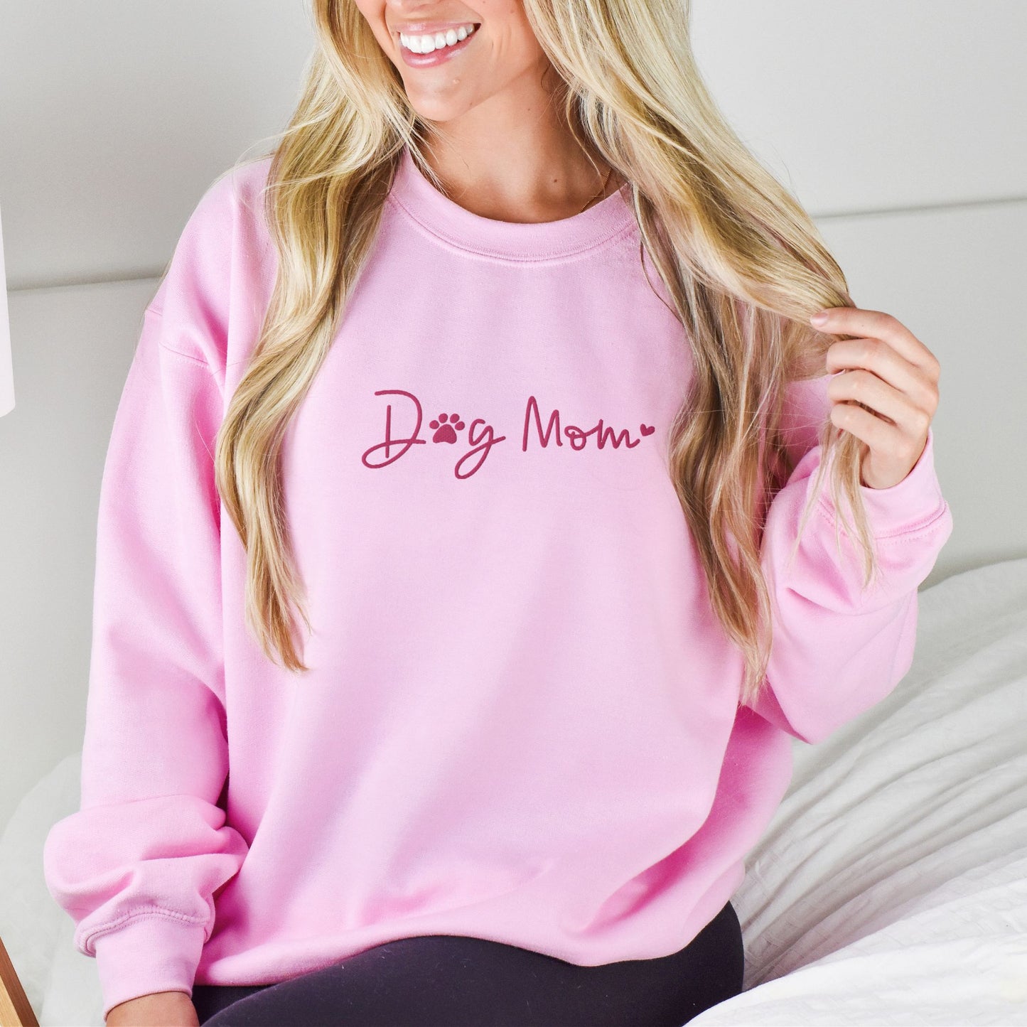 Dog Mom Heart Embroidered Sweatshirt