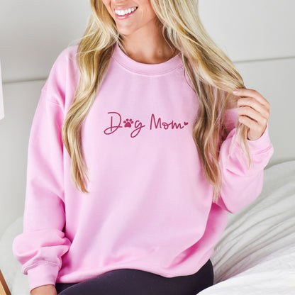 Dog Mom Heart Embroidered Sweatshirt