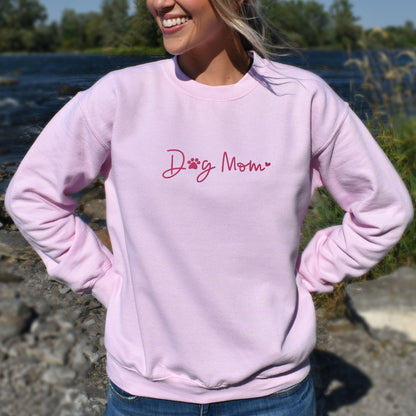 Dog Mom Heart Embroidered Sweatshirt