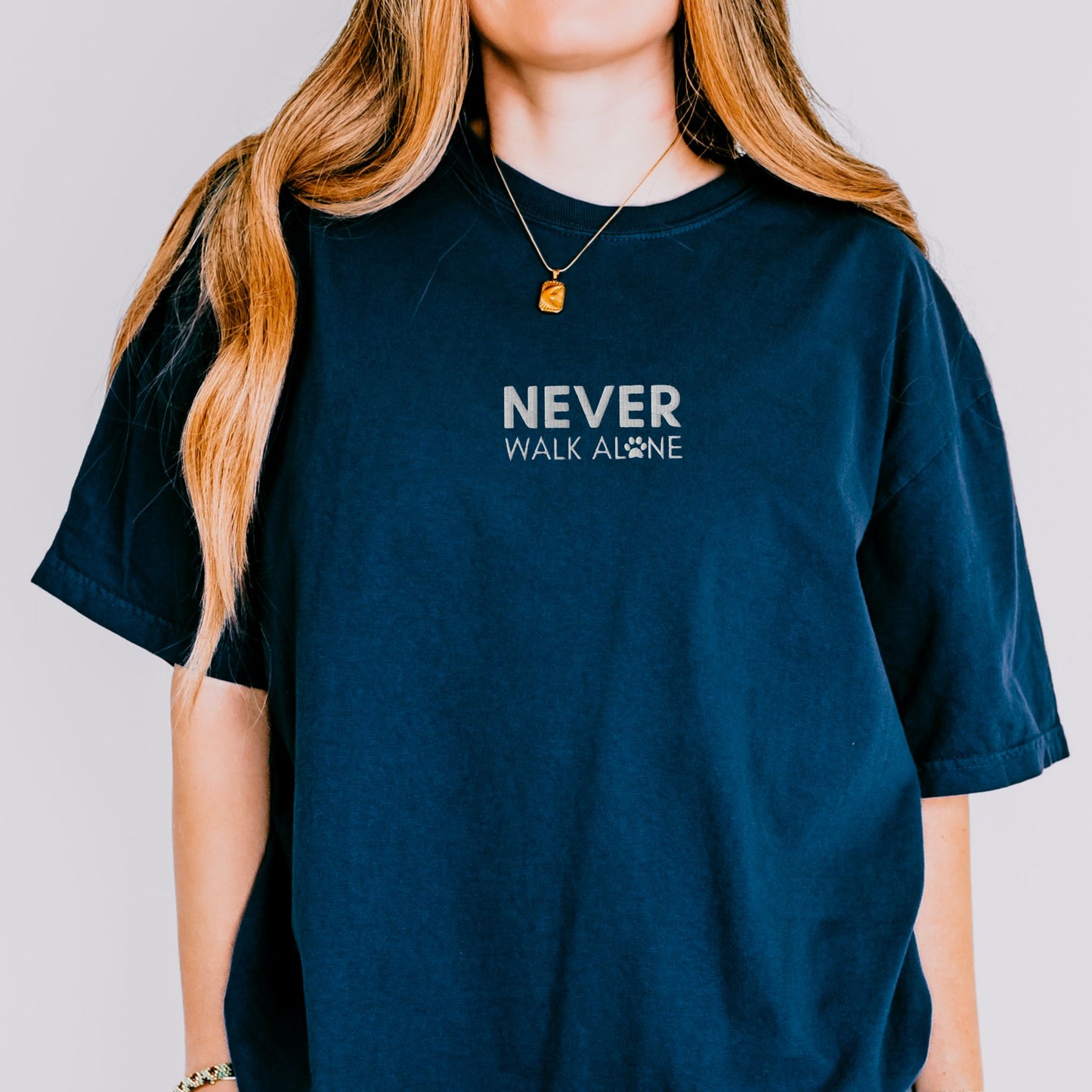 Never Walk Alone Embroidered Dog Tee