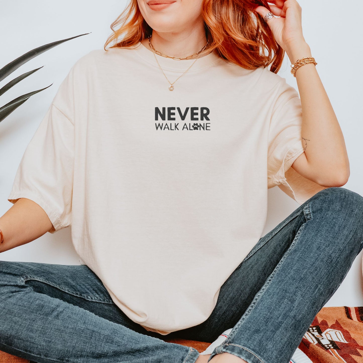 Never Walk Alone Embroidered Dog Tee