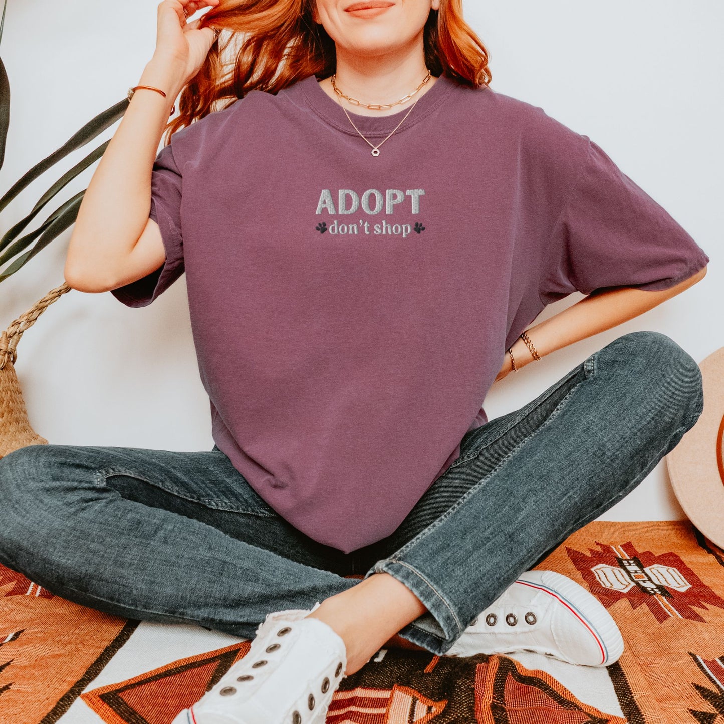 Adopt Don't Shop Embroidered Dog Tee