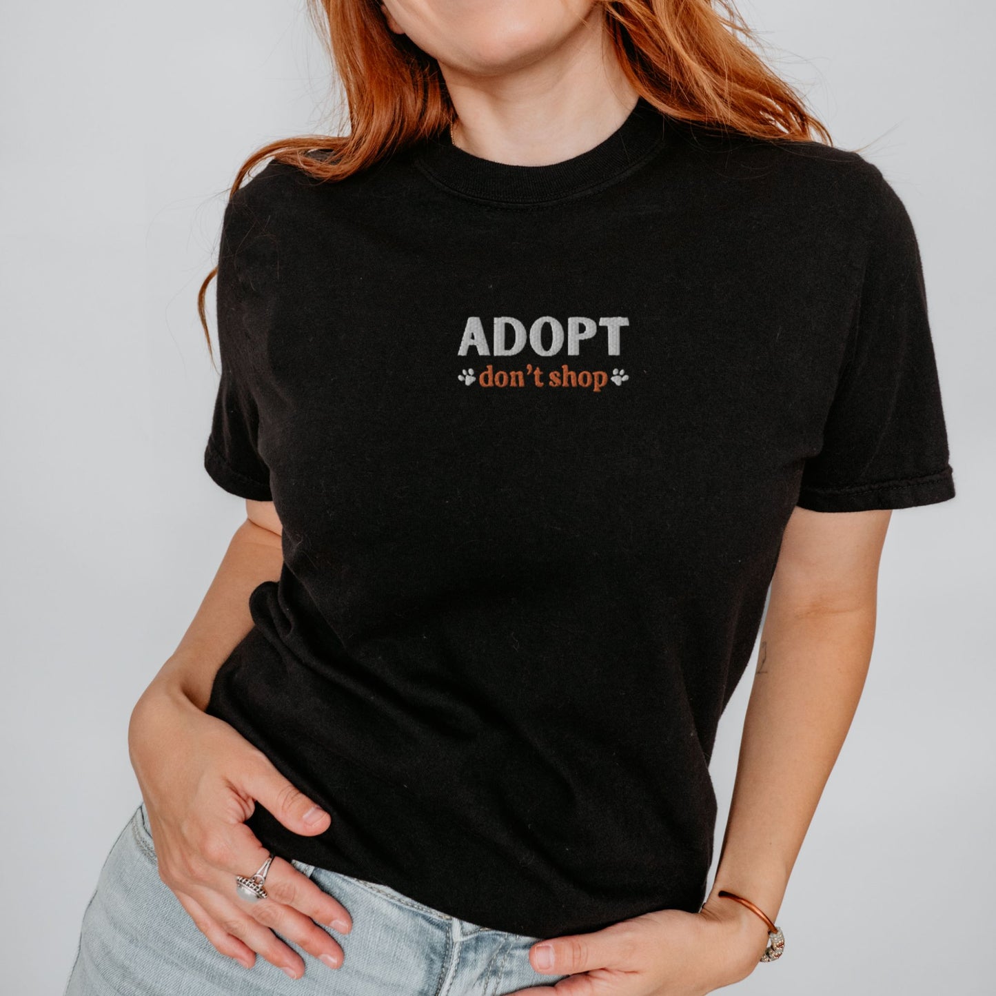 Adopt Don't Shop Embroidered Dog Tee