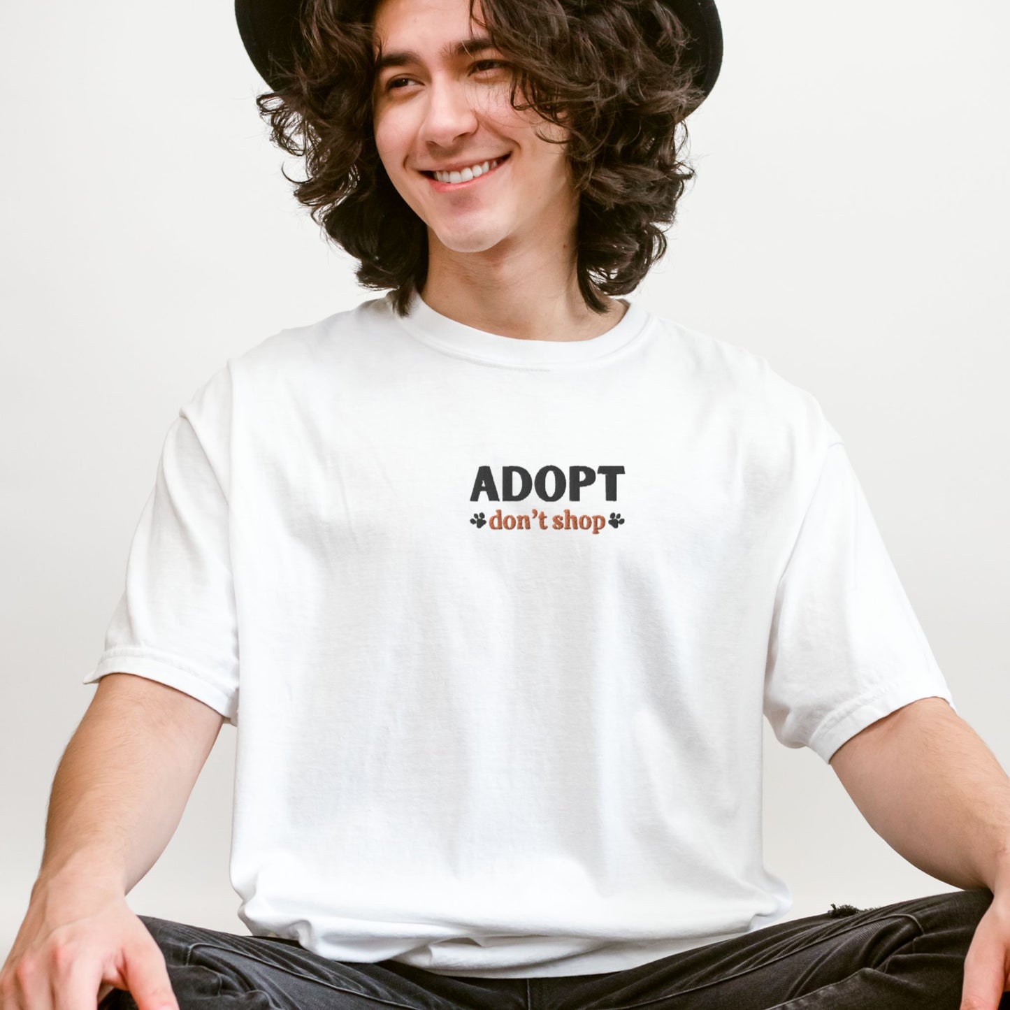 Adopt Don't Shop Embroidered Dog Tee