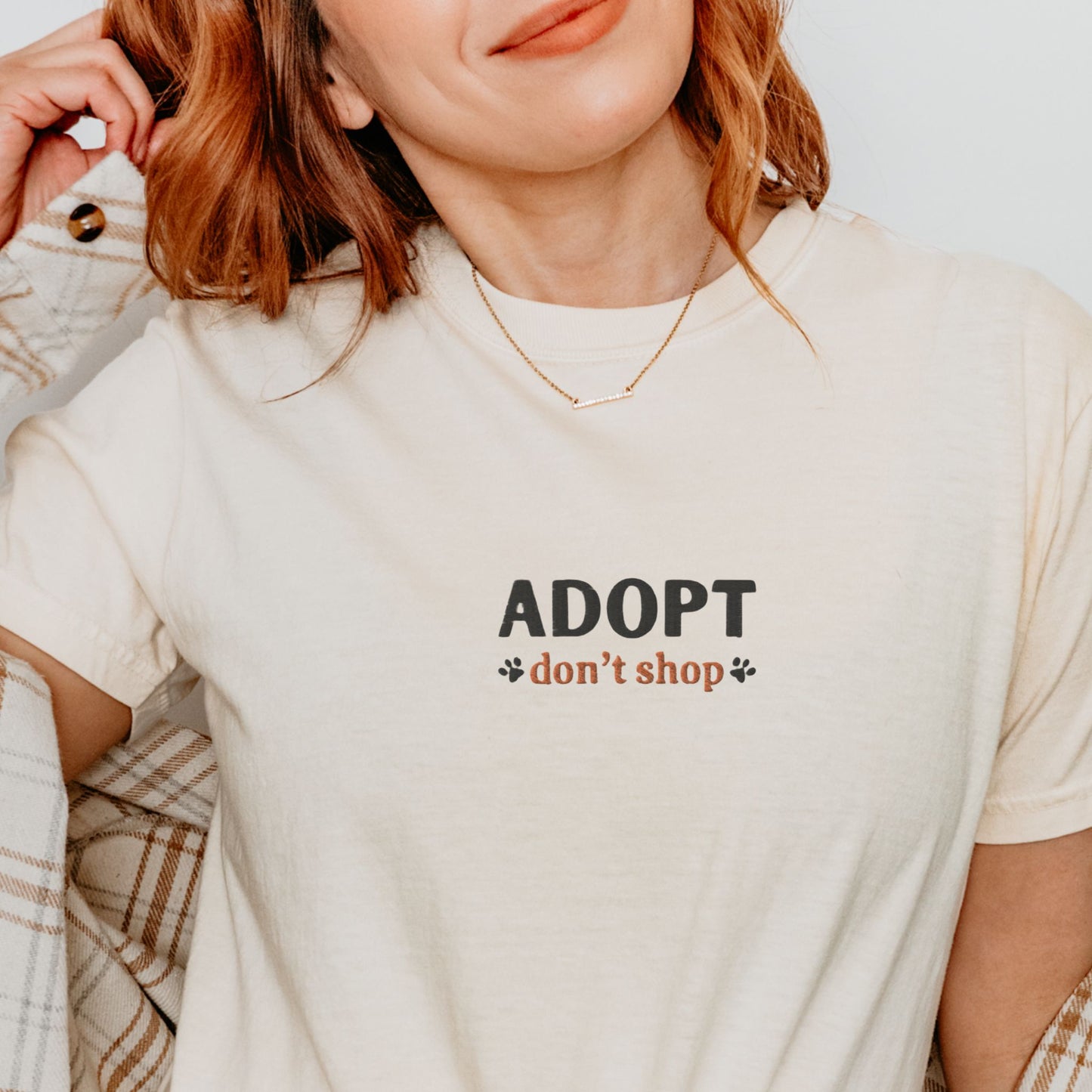 Adopt Don't Shop Embroidered Dog Tee