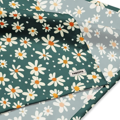 Retro Daisy Green Dog Bandana