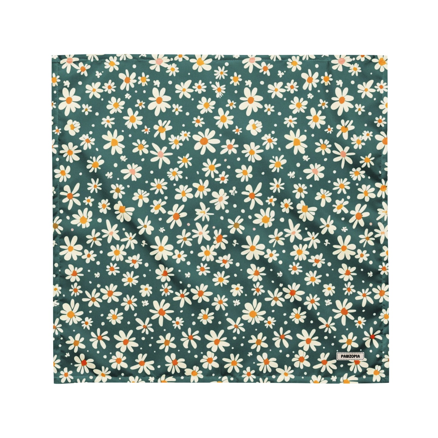 Retro Daisy Green Dog Bandana