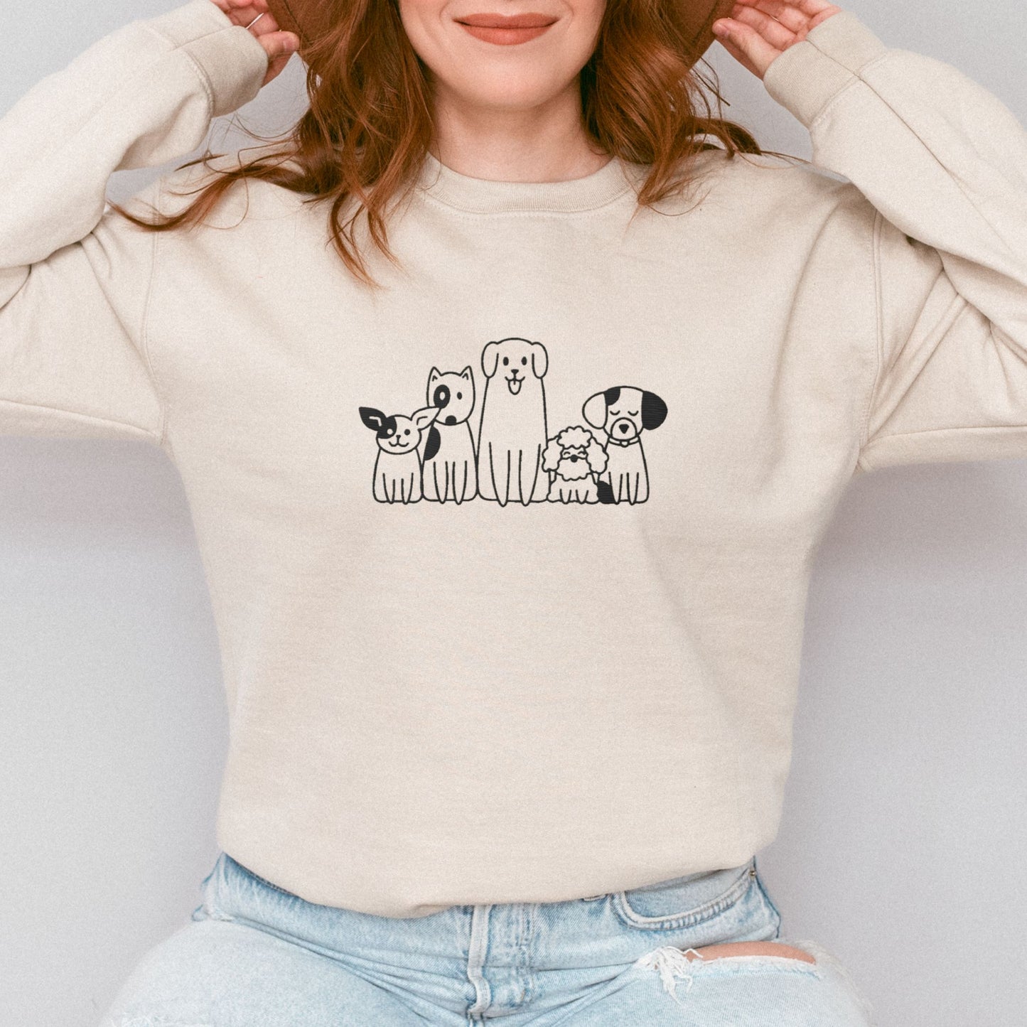 Dog Doodle Embroidered Sweatshirt