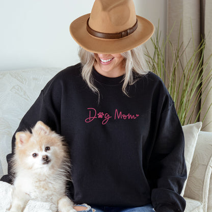 Dog Mom Heart Embroidered Sweatshirt