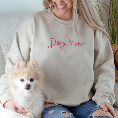 Dog Mom Heart Embroidered Sweatshirt