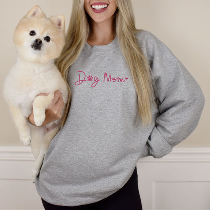 Dog Mom Heart Embroidered Sweatshirt