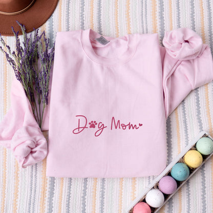 Dog Mom Heart Embroidered Sweatshirt