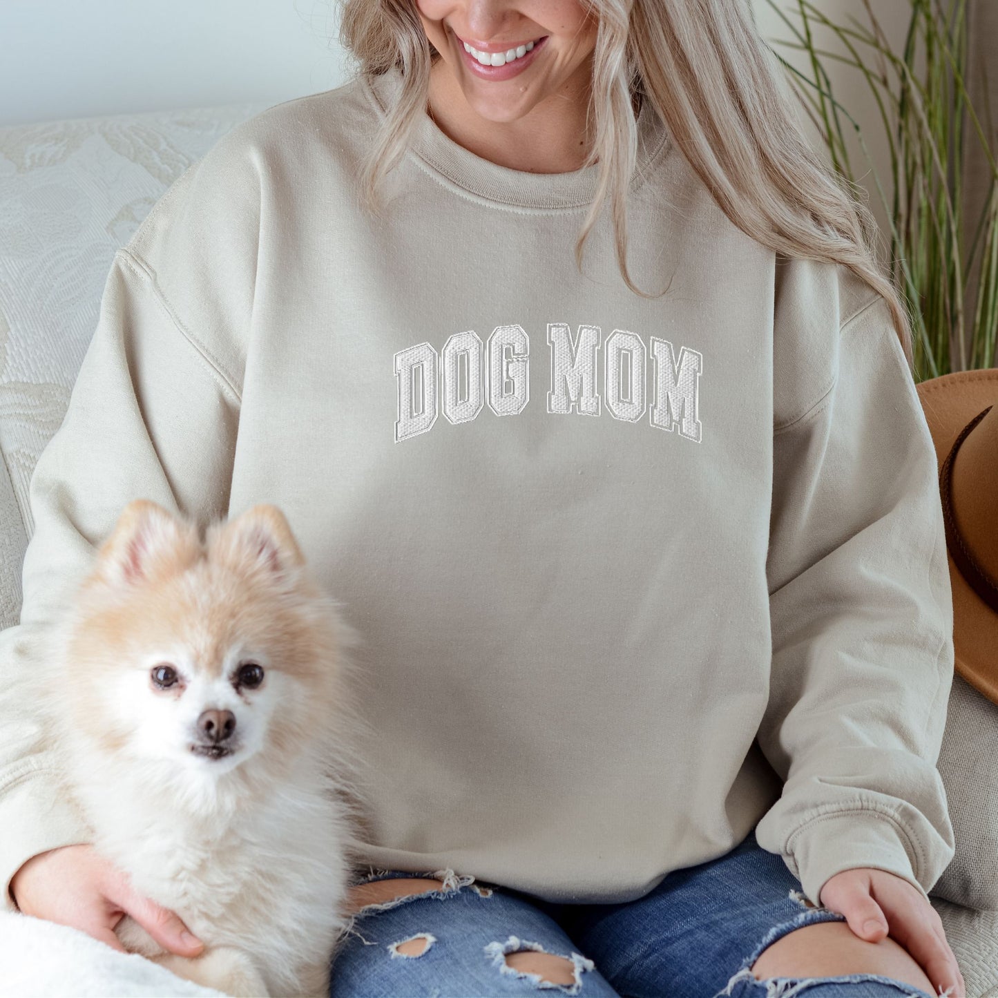 Dog Mom Embroidered Sweatshirt