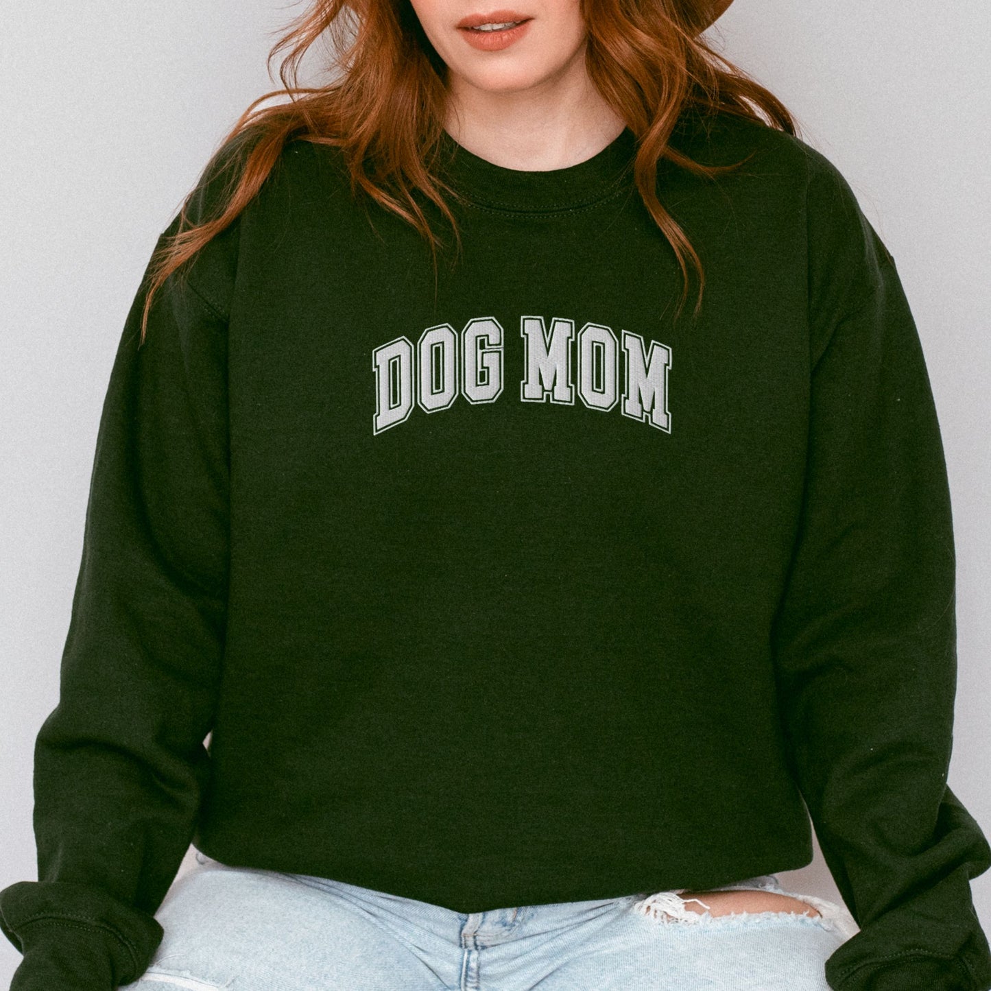 Dog Mom Embroidered Sweatshirt