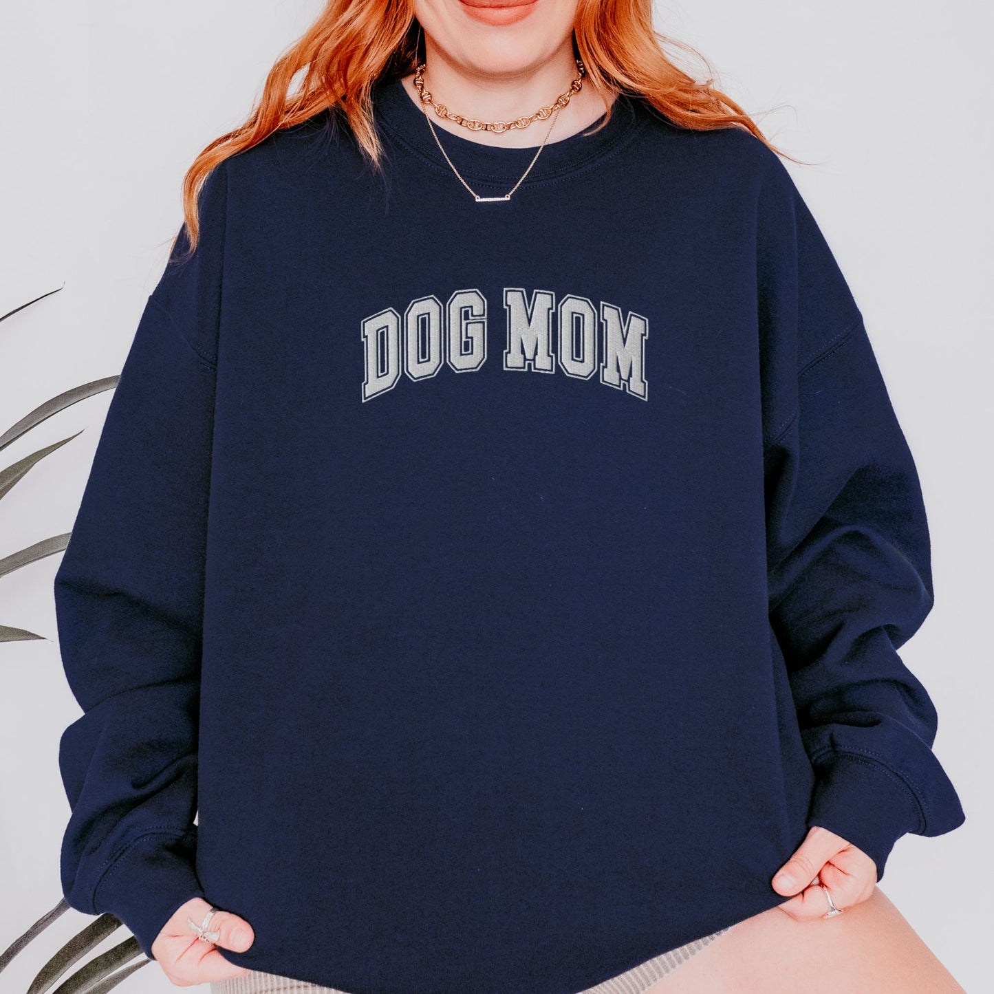 Dog Mom Embroidered Sweatshirt