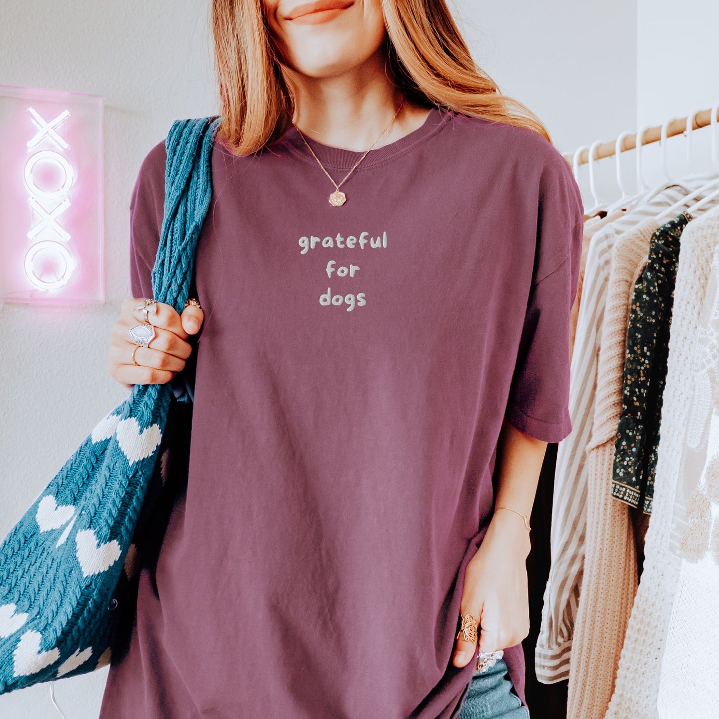 Grateful for Dogs Embroidered Tee