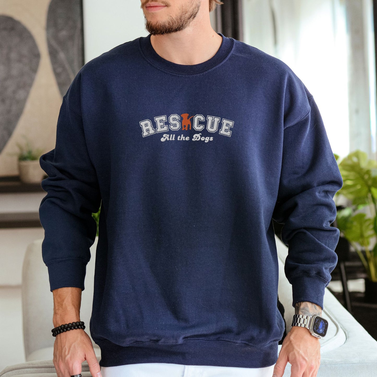 Rescue All the Dogs Embroidered Sweatshirt