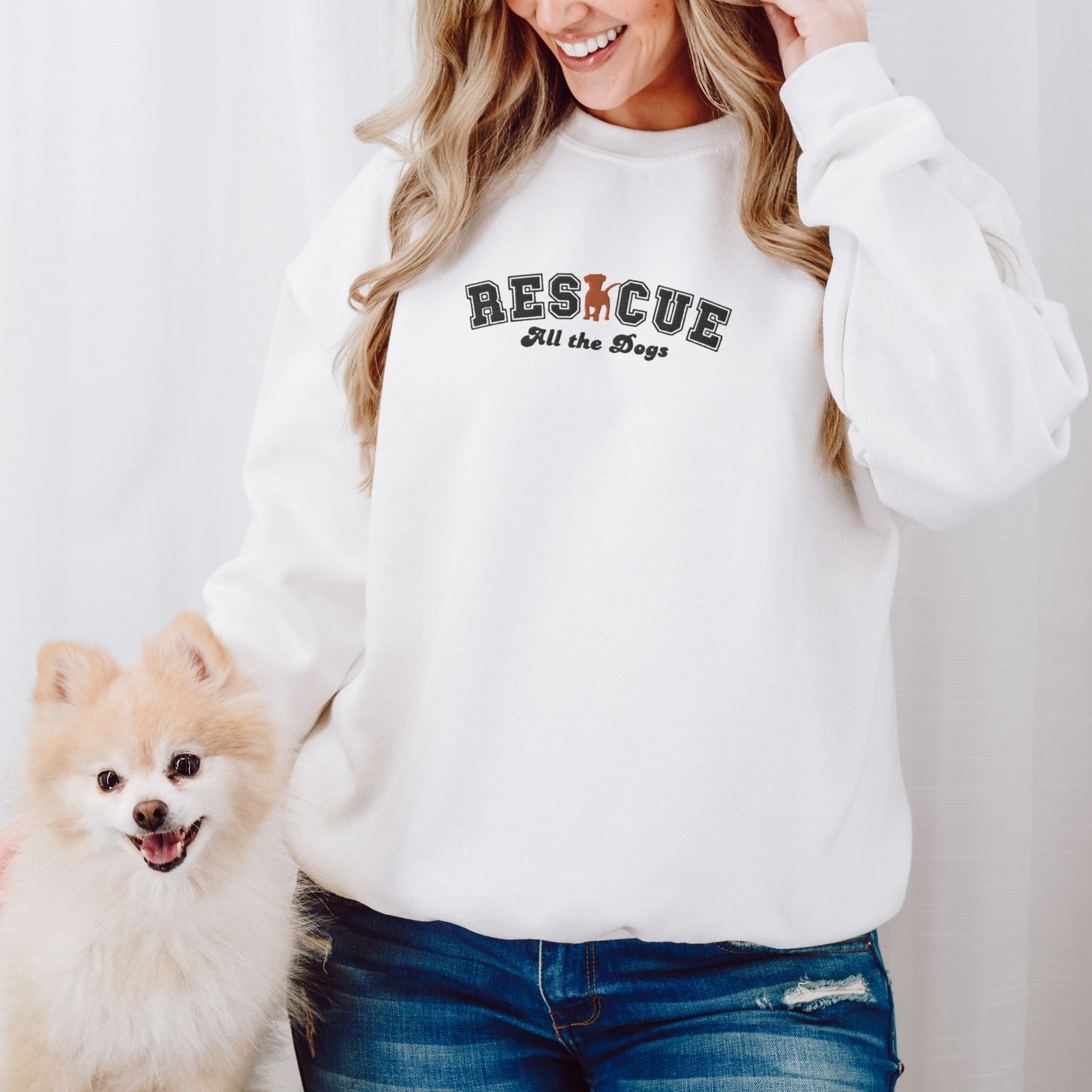 Rescue All the Dogs Embroidered Sweatshirt