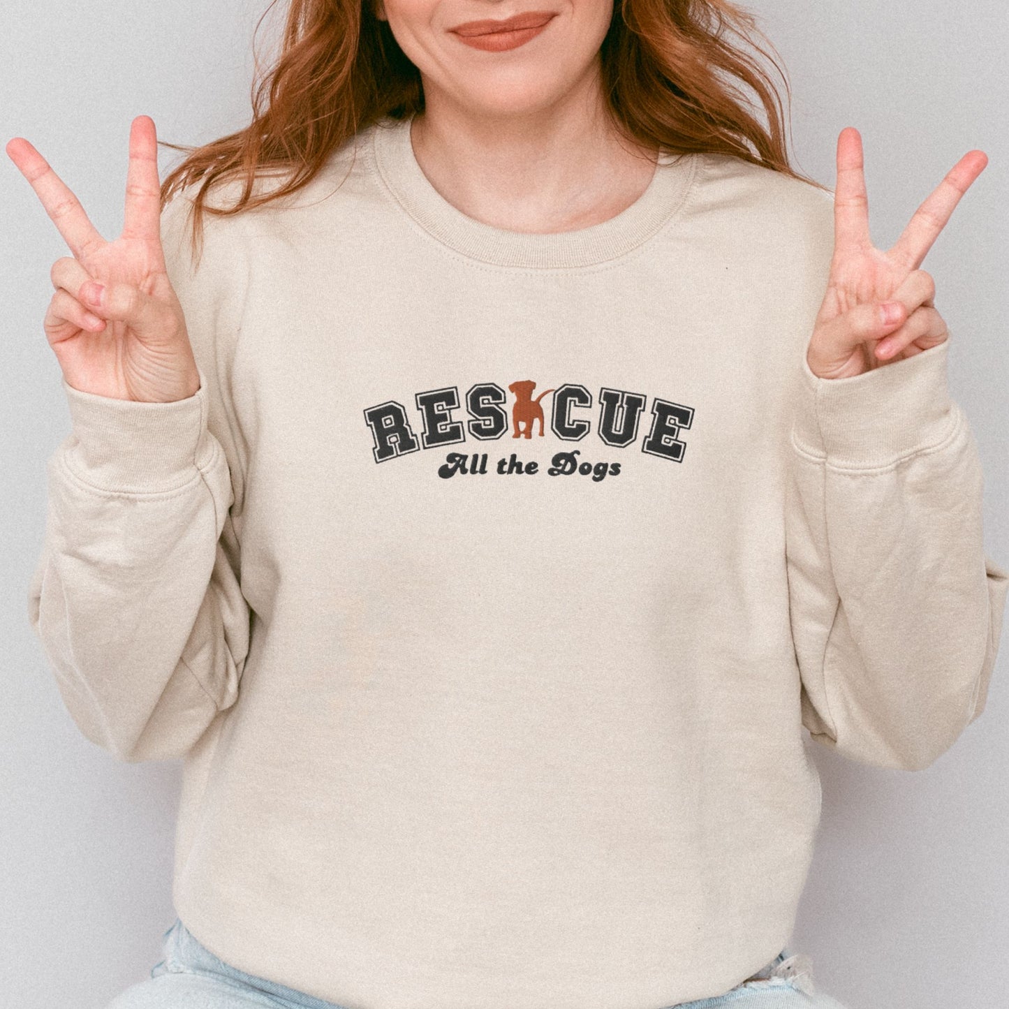 Rescue All the Dogs Embroidered Sweatshirt