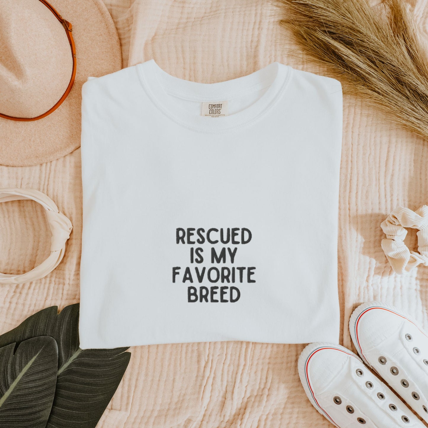 Rescued is My Favorite Breed Embroidered Tee