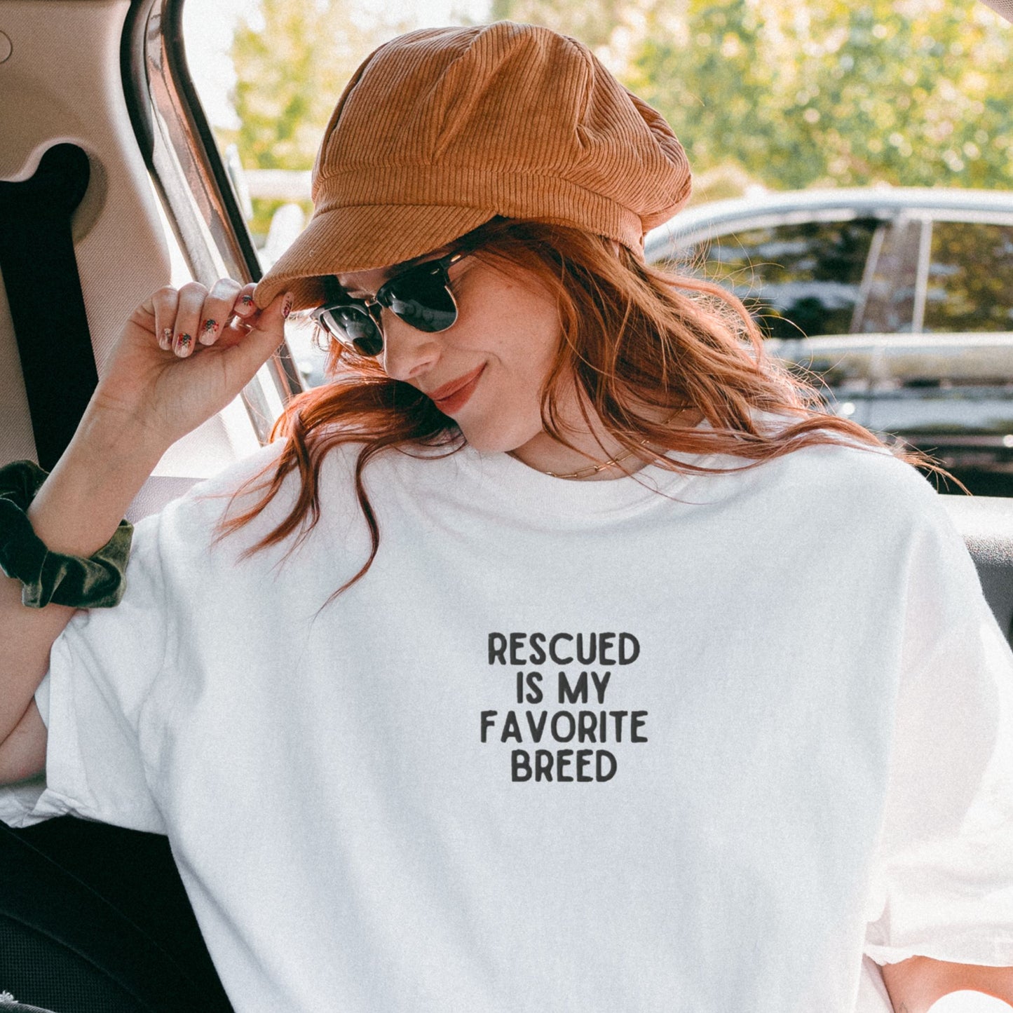 Rescued is My Favorite Breed Embroidered Tee