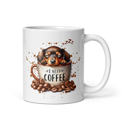 I Need Coffee Dachshund Mug