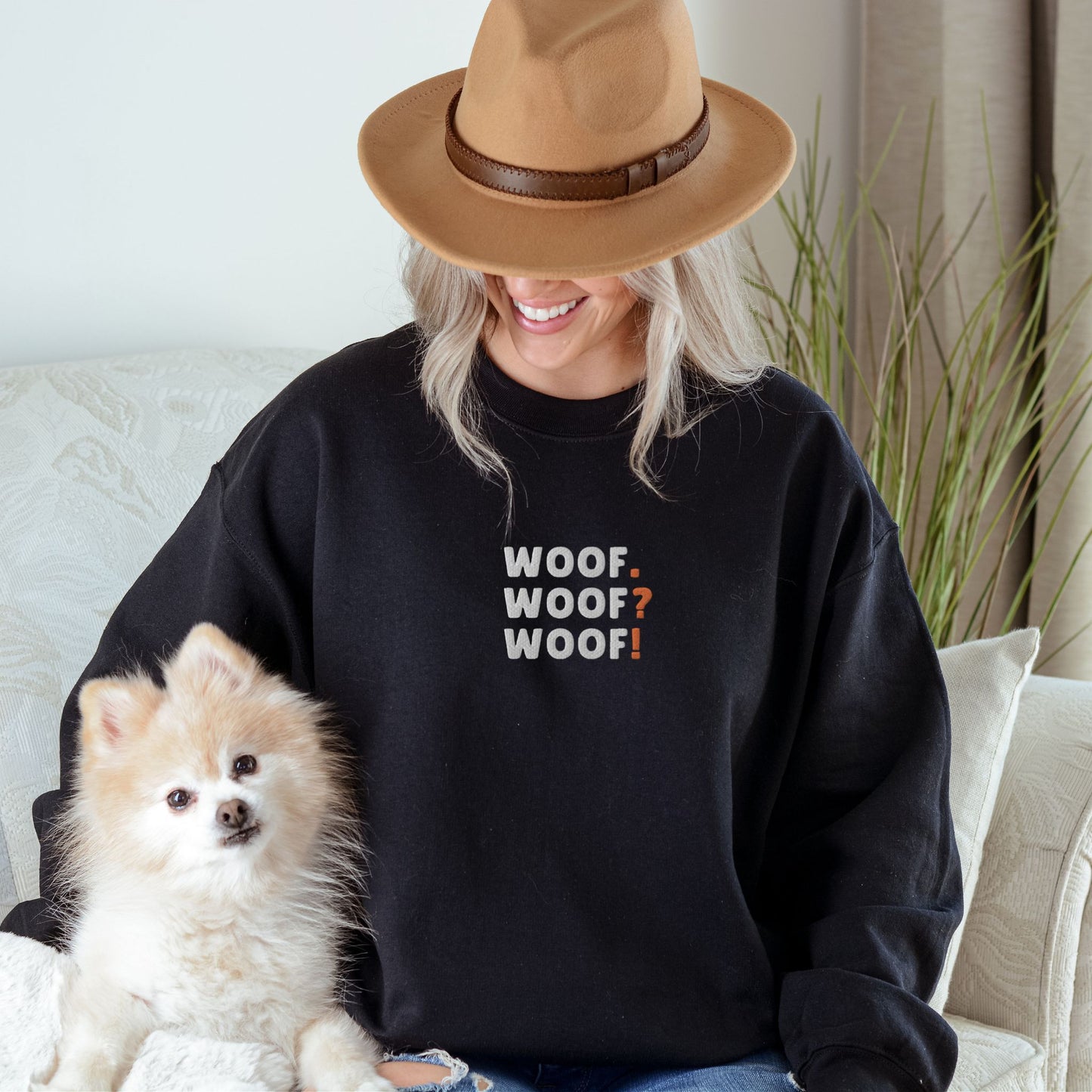 Woof.Woof?Woof! Embroidered Sweatshirt