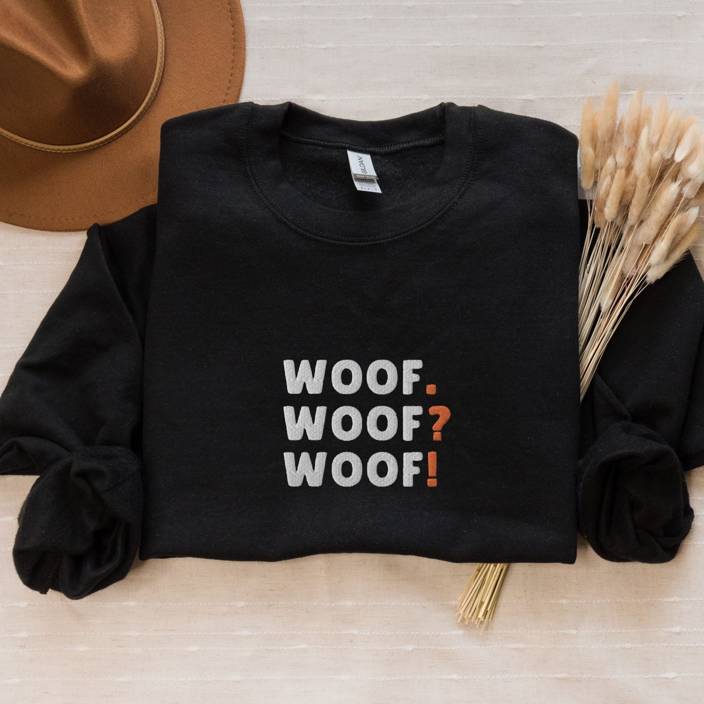 Woof.Woof?Woof! Embroidered Sweatshirt