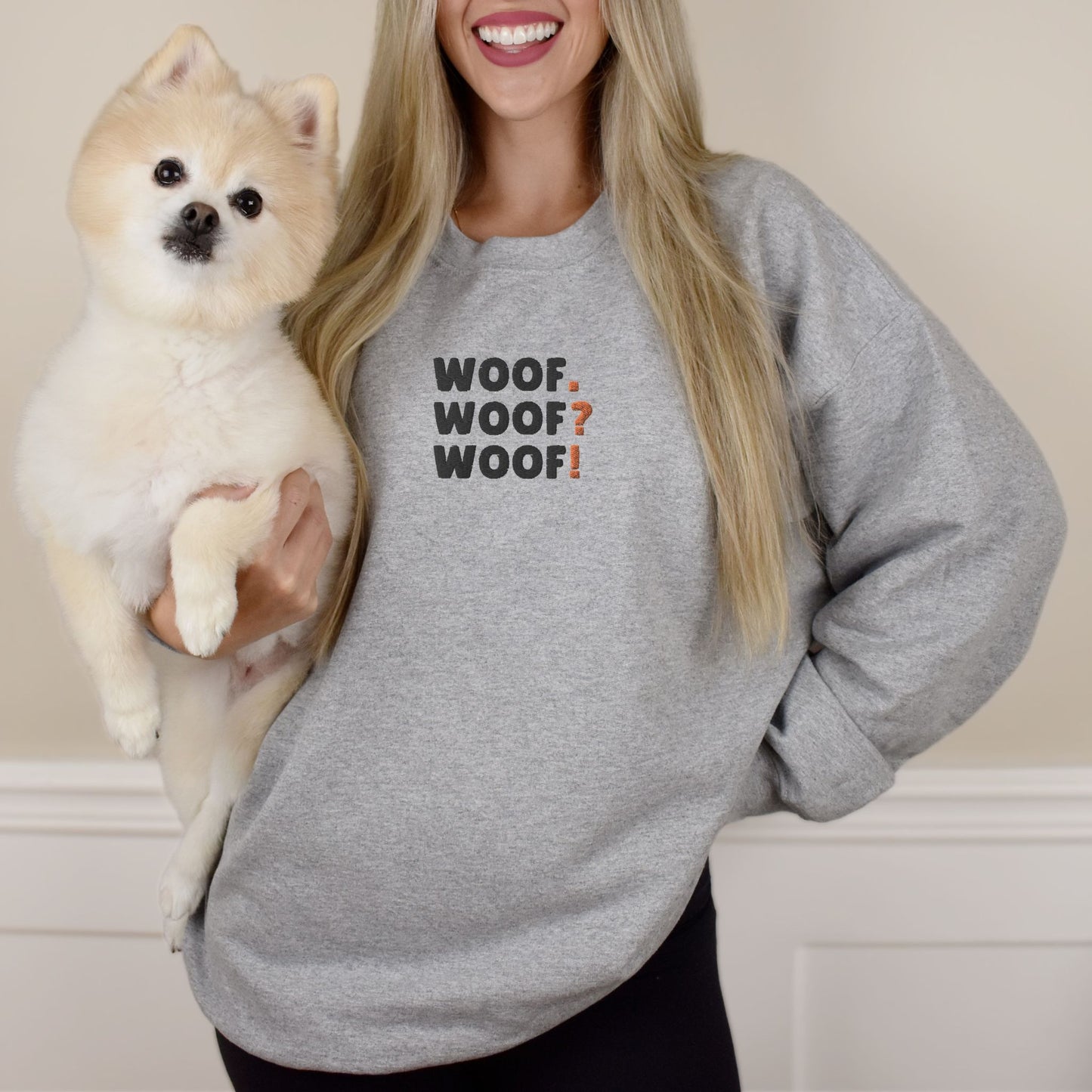 Woof.Woof?Woof! Embroidered Sweatshirt