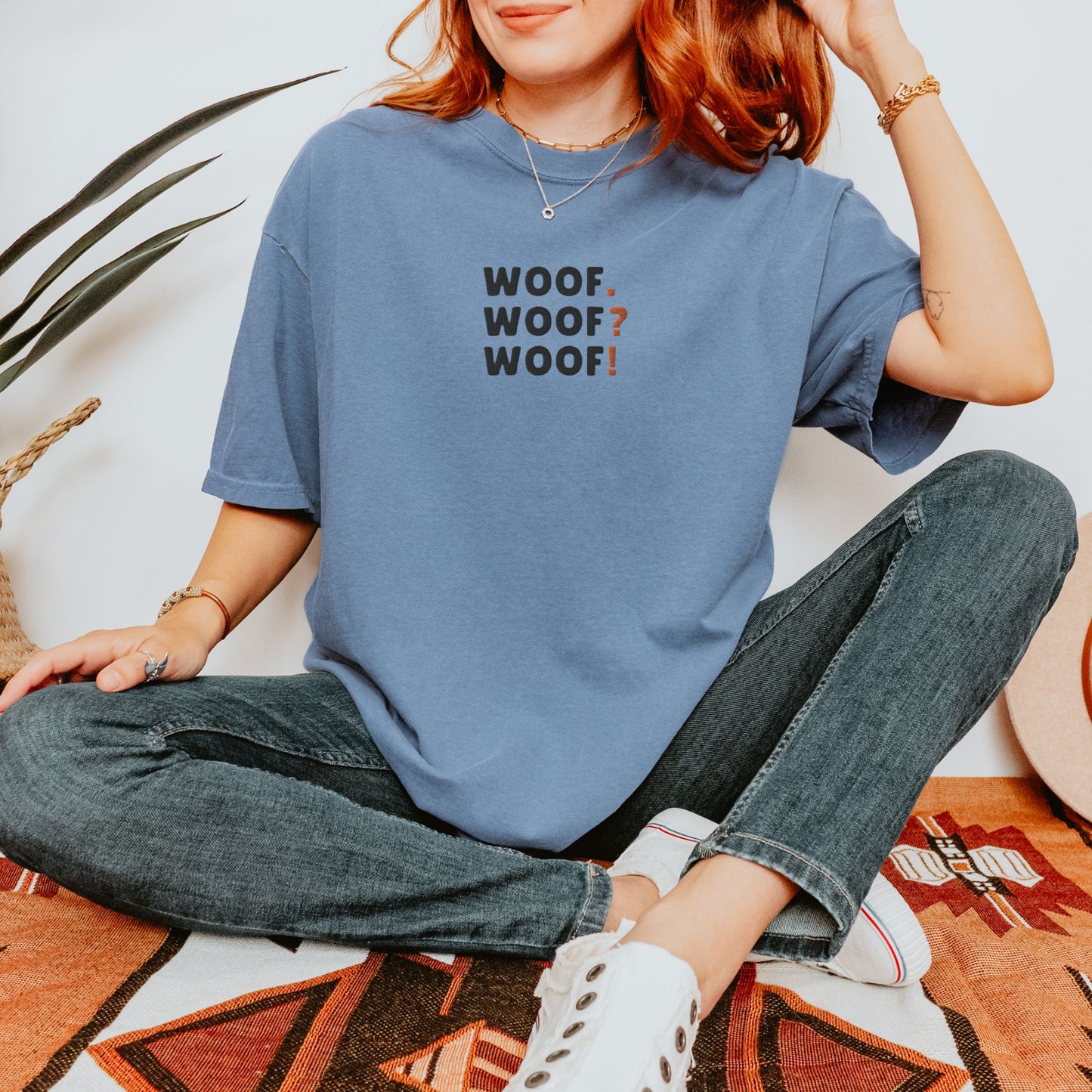 Woof. Woof? Woof! Embroidered Tee