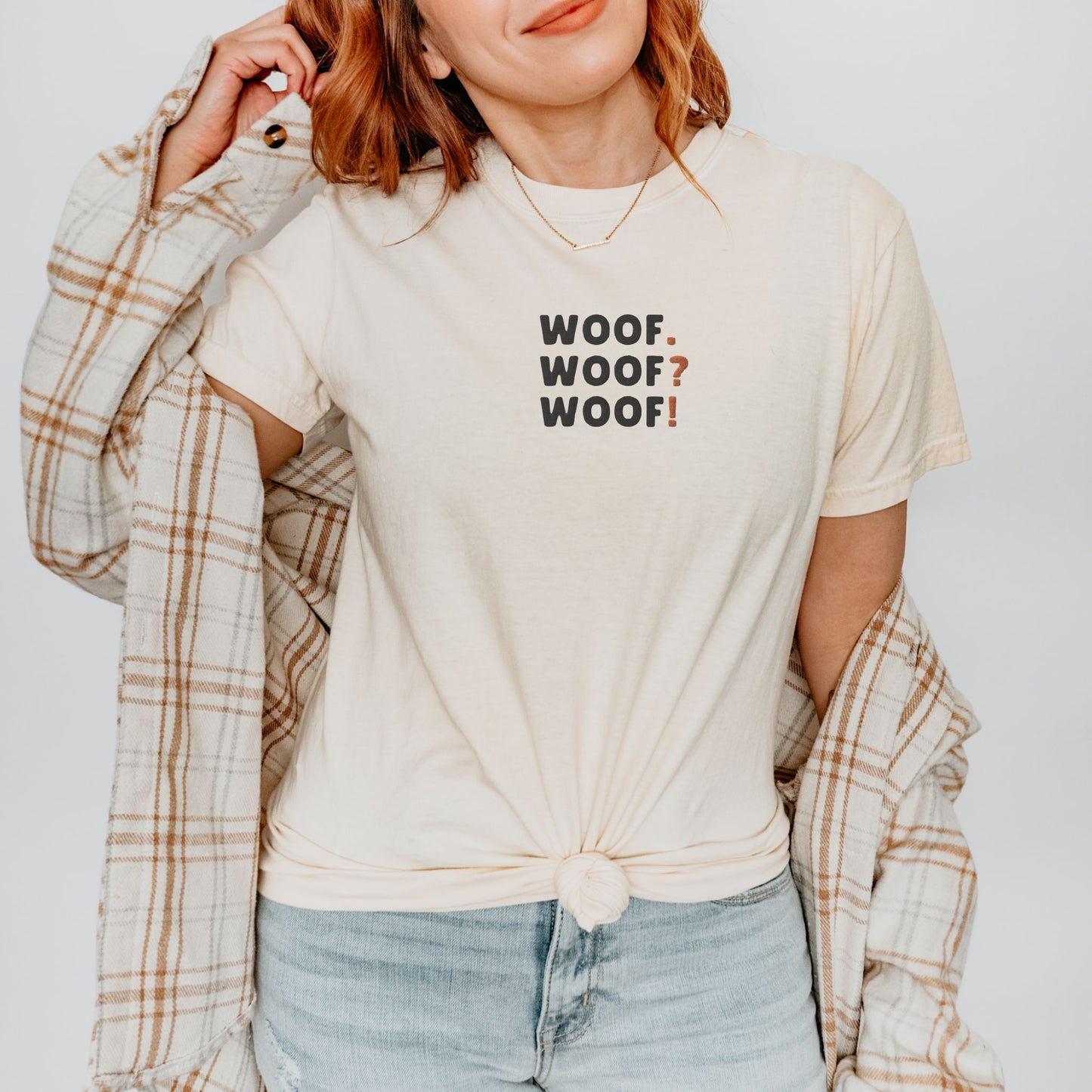 Woof. Woof? Woof! Embroidered Tee